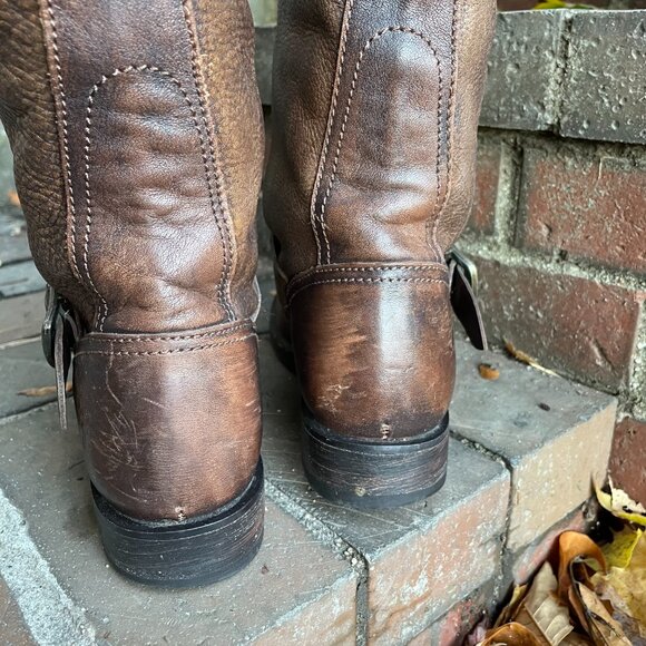 Frye Veronica Slouch Tall Leather Moto Buckle Boots Equestrian Western Size 6 - Picture 6 of 11